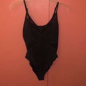Black sparkle bodysuit tank top